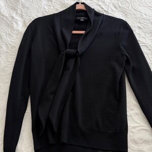 Black j crew sweater with tie neck